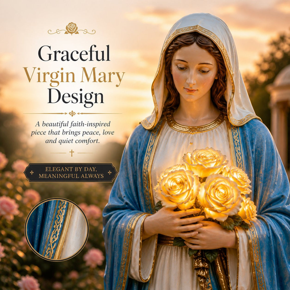 Solar-Powered Virgin Mary Garden Light