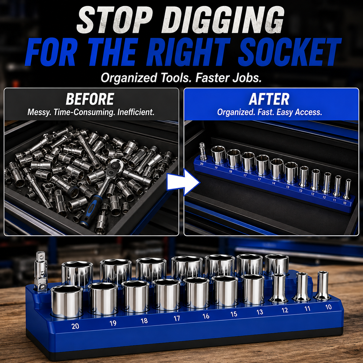 Magnetic Socket Organizer-Find Every Socket Instantly