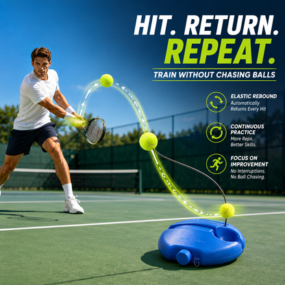 Solo Tennis Trainer Rebound Set – Practice Anytime, No Partner Needed，3 Balls