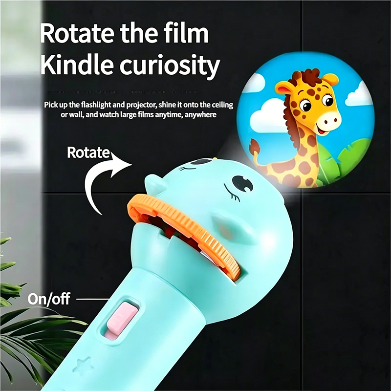 Kids Bedtime Story Projector Flashlight 48 Patterns Educational Toy