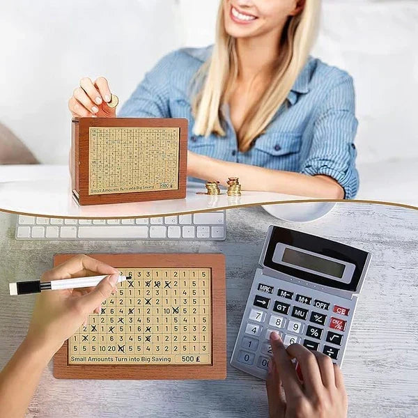 Wooden Lottery Ticket Game Board & Money Box with Counter