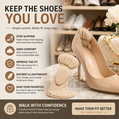 5-Pair Pack | Comfort Heel Fit Pads – Anti-Slip Cushioned Shoe Inserts for Better Fit & Heel Comfort