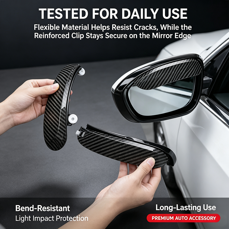 One Pair Snap-On Mirror Rain Visor Eyebrows, Waterproof Carbon Fiber Auto Exterior