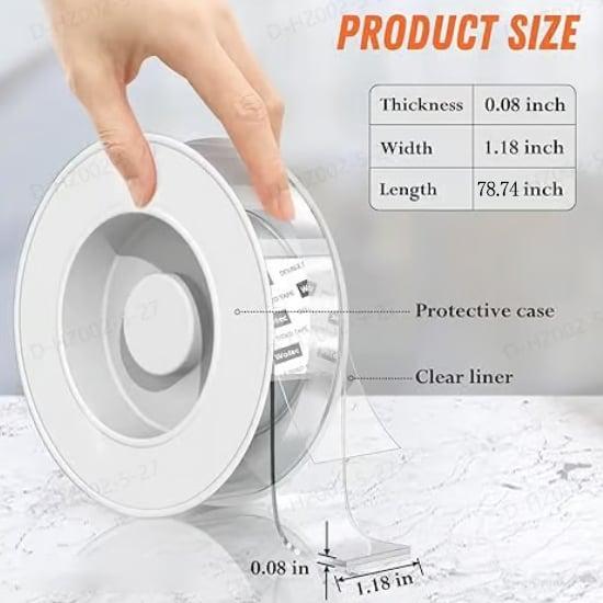 Extra Large Double Sided Tape , Clear & Tough Nano Tape, Multipurpose Mounting Tape