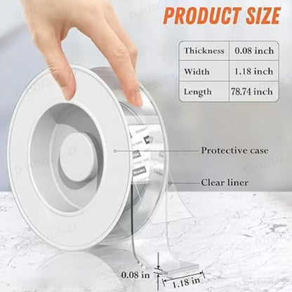 Extra Large Double Sided Tape , Clear & Tough Nano Tape, Multipurpose Mounting Tape