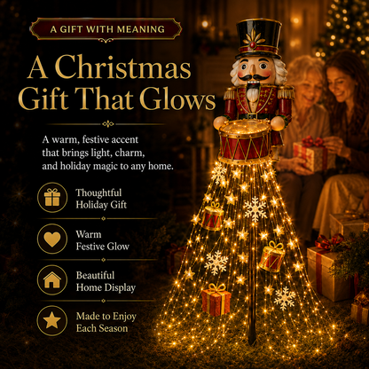 Nutcracker Magic Drum Cascade Solar Christmas Garden Light
