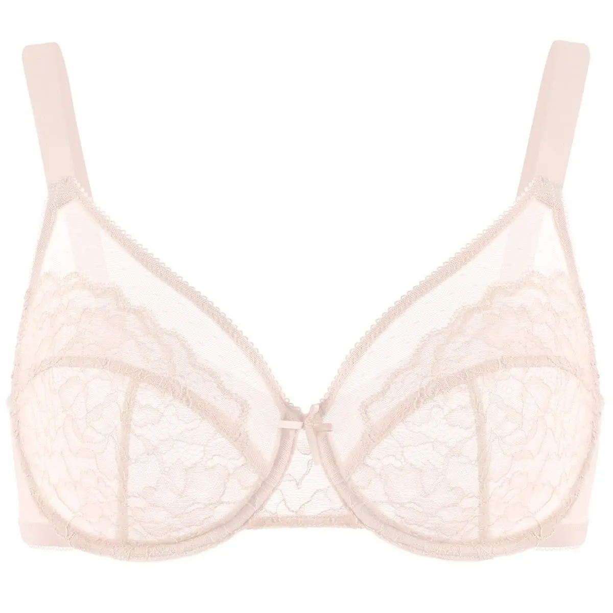 Enchante Floral Lace Plus Size Underwire Unlined Unpadded Minimizer Full Coverage Bra Women's Wear Comfortable Breathable Mesh Cup
