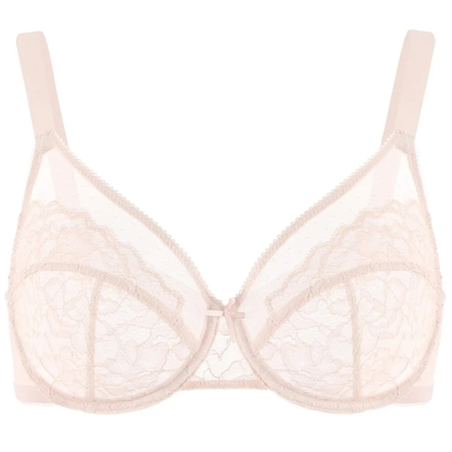 Enchante Floral Lace Plus Size Underwire Unlined Unpadded Minimizer Full Coverage Bra Women's Wear Comfortable Breathable Mesh Cup