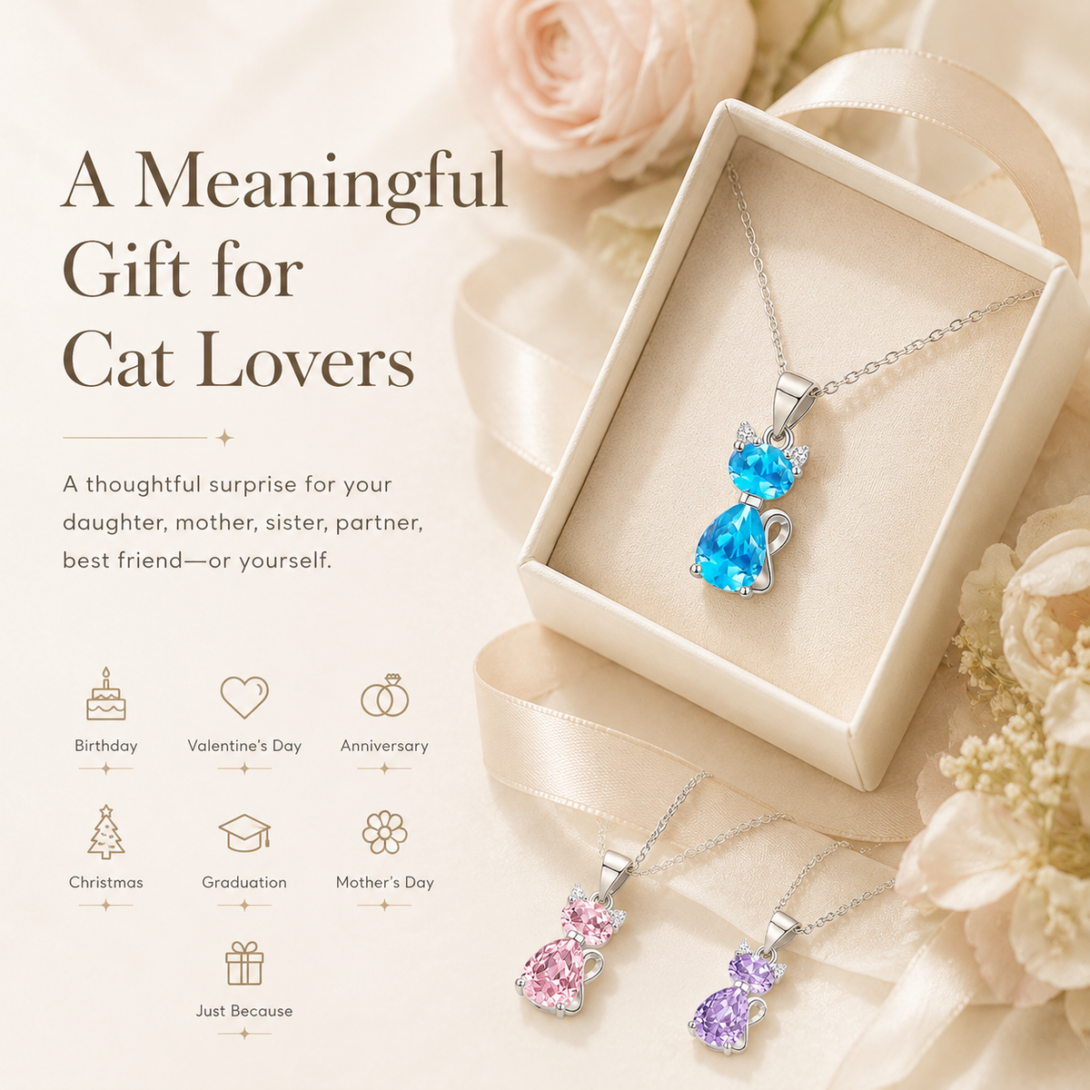 A Little Companion Close to Your Heart – Sparkling Crystal Cat Necklace