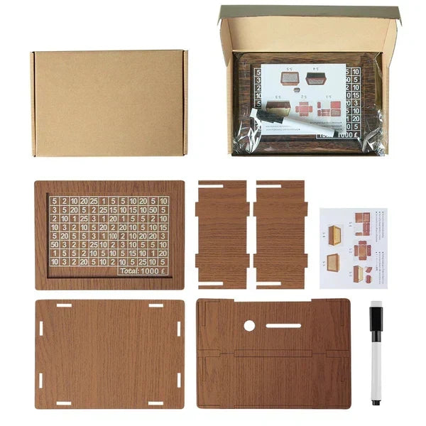 Wooden Lottery Ticket Game Board & Money Box with Counter