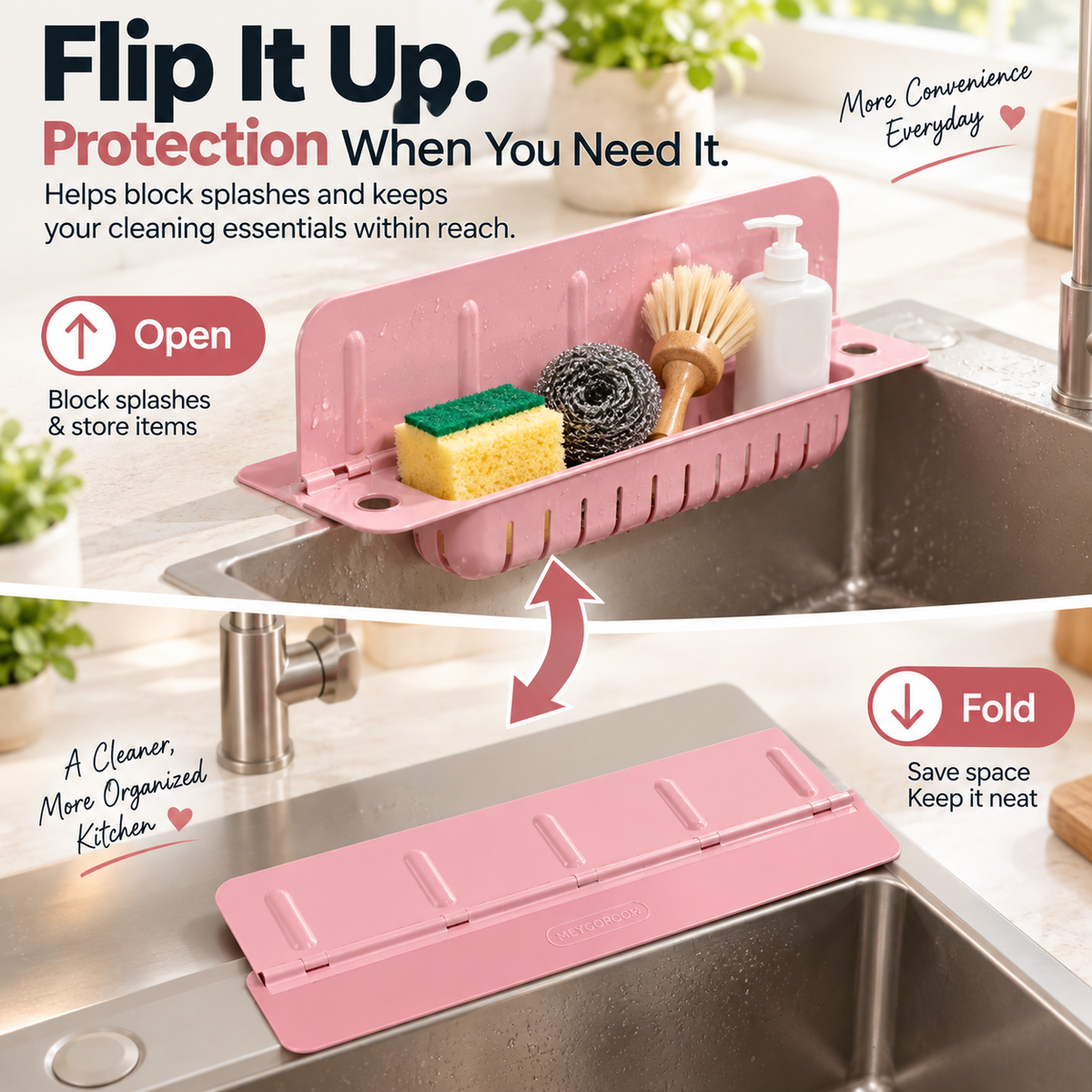 Foldable Sink Splash Guard & Organizer
