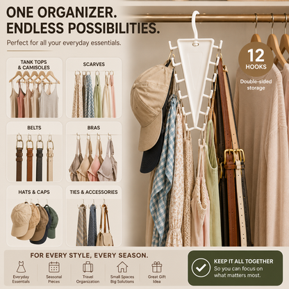 12-Hook Rotating Closet Organizer – Save Space & Keep Accessories Organized