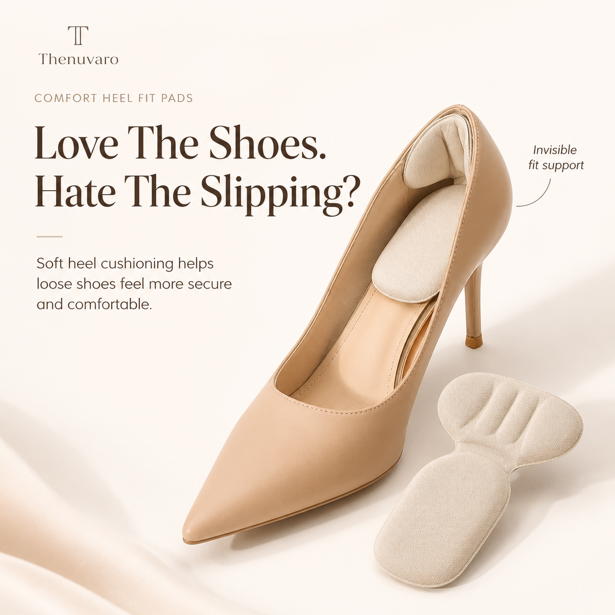 5-Pair Pack | Comfort Heel Fit Pads – Anti-Slip Cushioned Shoe Inserts for Better Fit & Heel Comfort