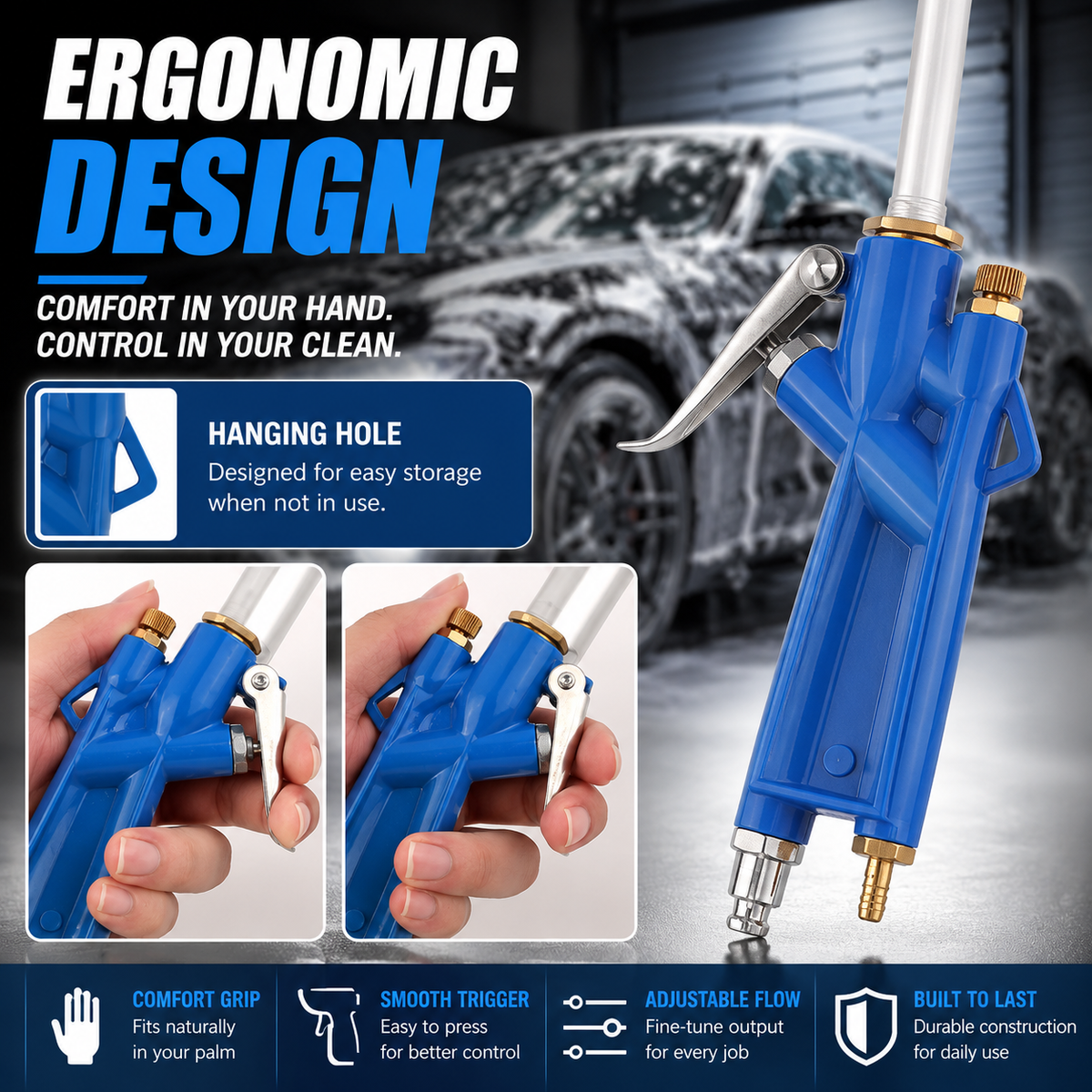 Long-Reach Pneumatic Engine Cleaning Gun