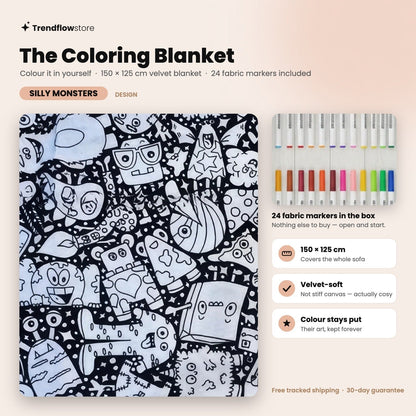 The Coloring Blanket — 150cm Doodle Blanket + 24 Markers