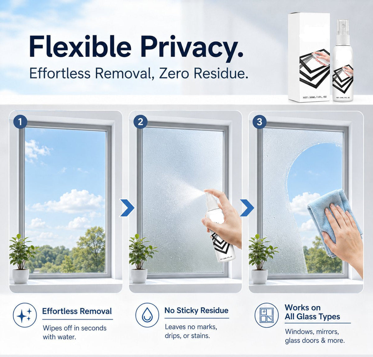 One Way Mirror Spray | Streak-Free Cleaner for Glass, Windows & Mirrors