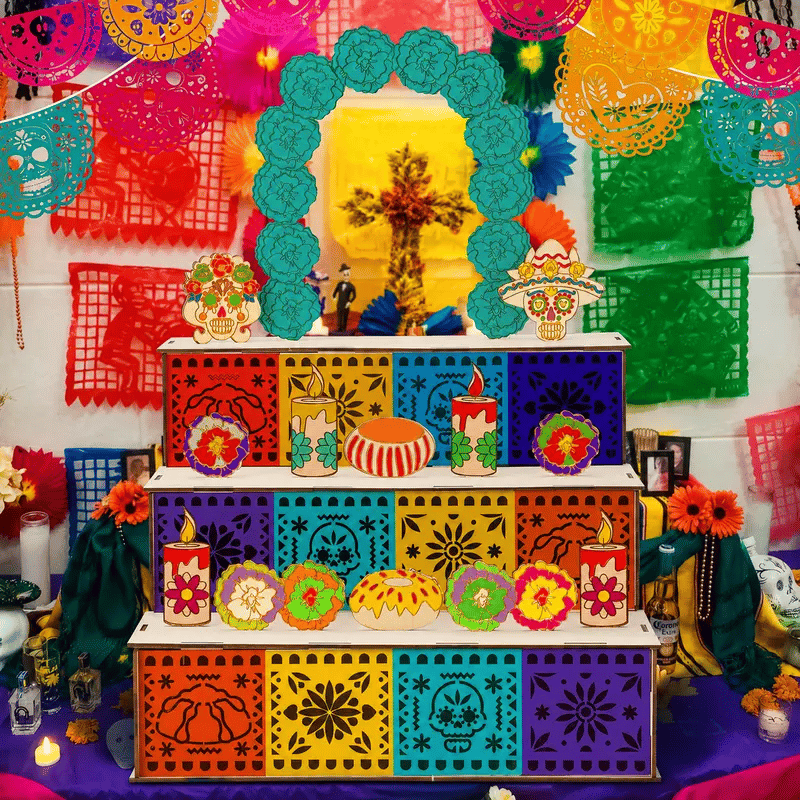 Last Day 49% OFF - Day of the Dead Wooden Altar Display Set | Death is not the end of life, forgetting is(Buy 2 Free Shipping)
