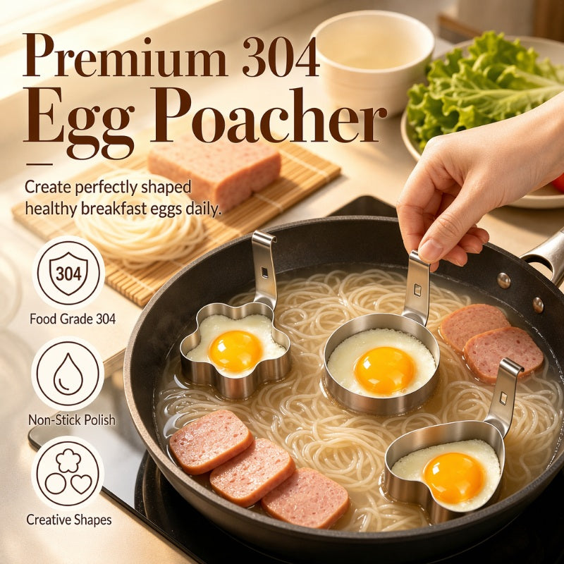 304 Stainless Steel Egg Ring Mold – Fun Shapes, Leak-Resistant Flat Base & Easy-Release