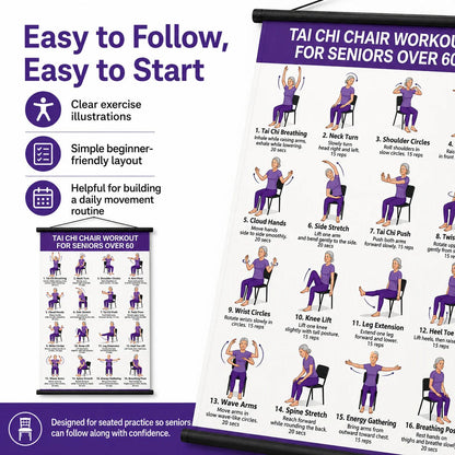 Healthy Aging EssentialTai Chi Chair Workout Chart for Seniors