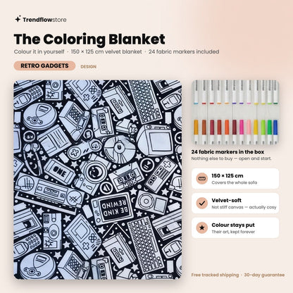 The Coloring Blanket — 150cm Doodle Blanket + 24 Markers