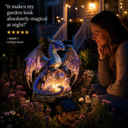 Dragon Lover's Gift Solar LED Dragon Statue – Waterproof Garden & Patio Ornament