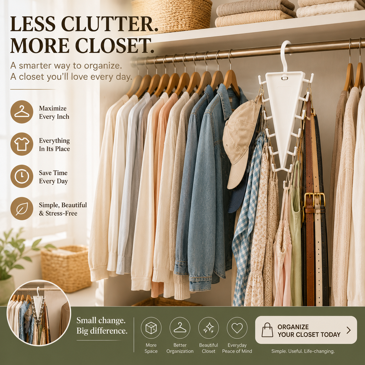 12-Hook Rotating Closet Organizer – Save Space & Keep Accessories Organized