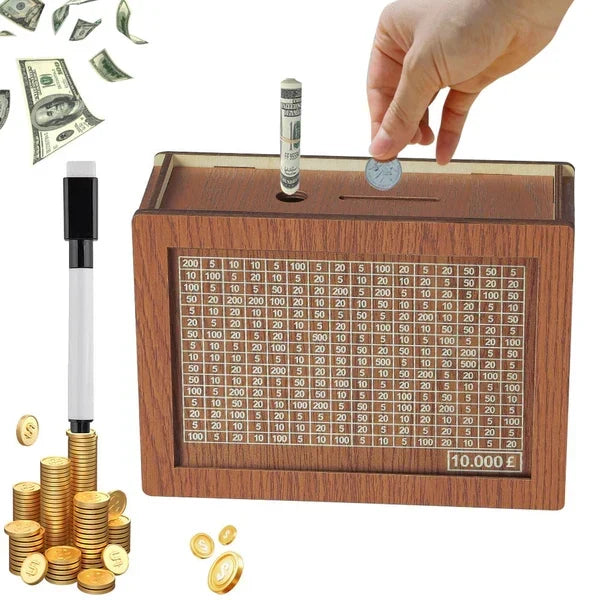 Wooden Lottery Ticket Game Board & Money Box with Counter