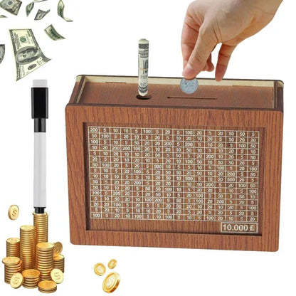 Wooden Lottery Ticket Game Board & Money Box with Counter