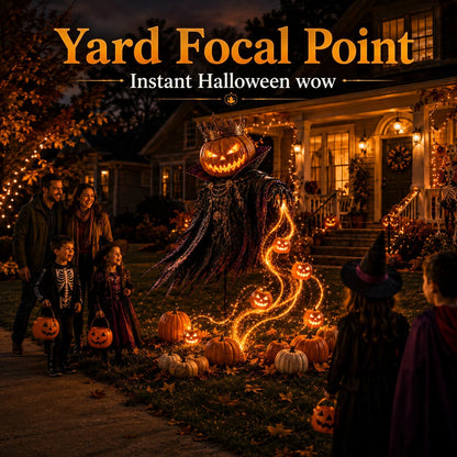 Pumpkin King Halloween Yard Decor|Solar Operated Day‐Night Ornament For Garden