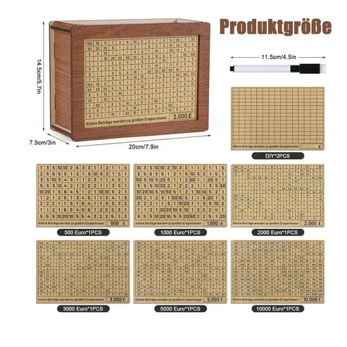 Wooden Lottery Ticket Game Board & Money Box with Counter