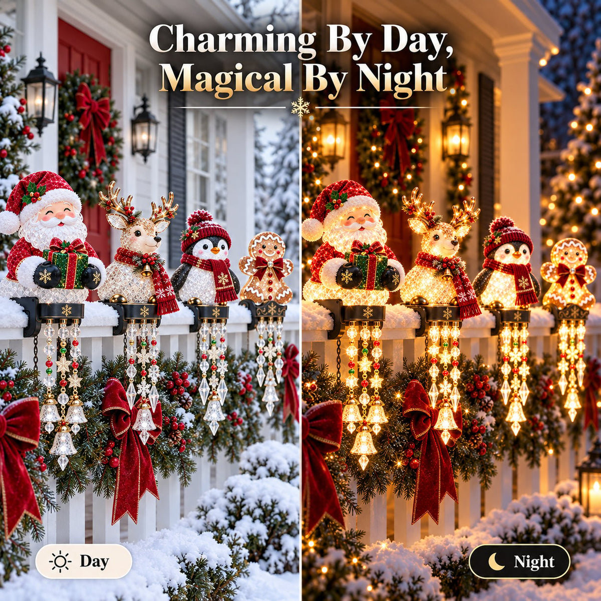 Christmas Porch Railing Lights – 4 Festive Character Designs