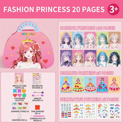 Special Diamond Painting & Princess Book Makeup Craft Kits Foil Art Books Set Play on Paper