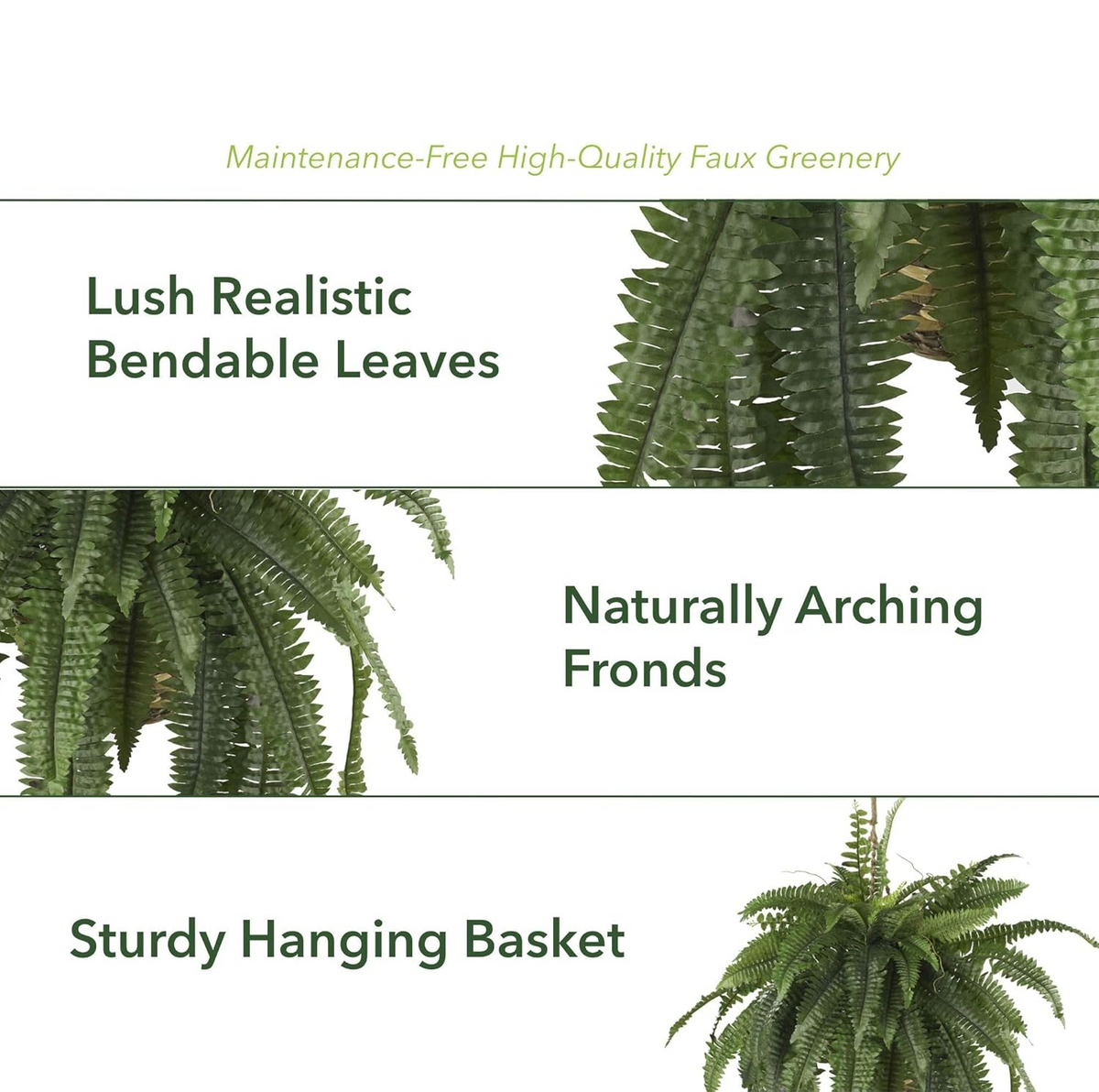 Artificial Hanging Fern Plant – Effortless Greenery for Home & Garden