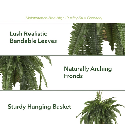 Artificial Hanging Fern Plant – Effortless Greenery for Home & Garden
