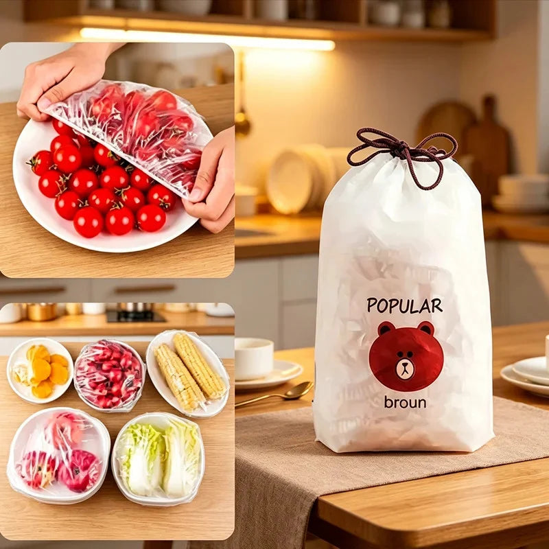 Elastic Disposable Food Covers Set (100 Pcs)