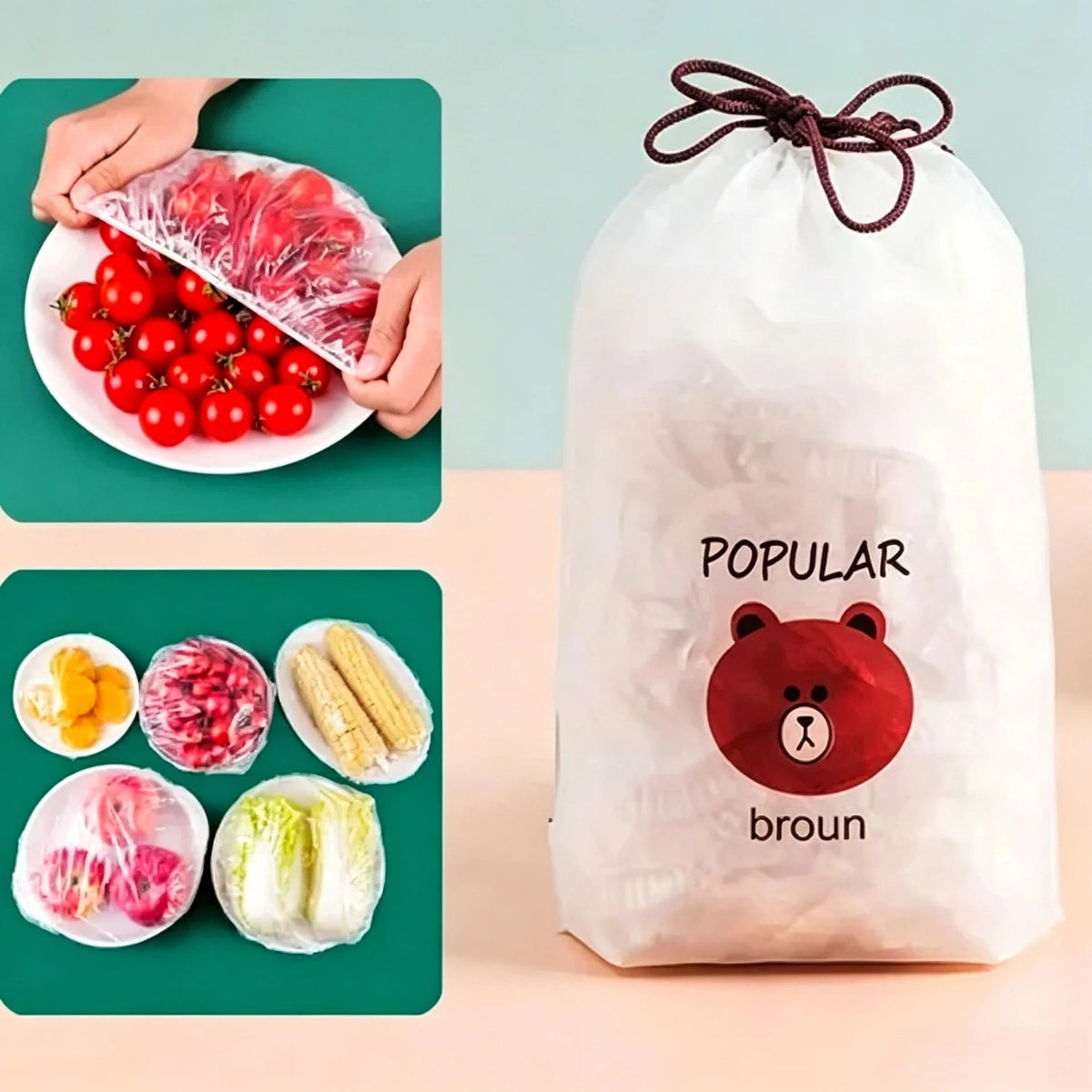 Elastic Disposable Food Covers Set (100 Pcs)