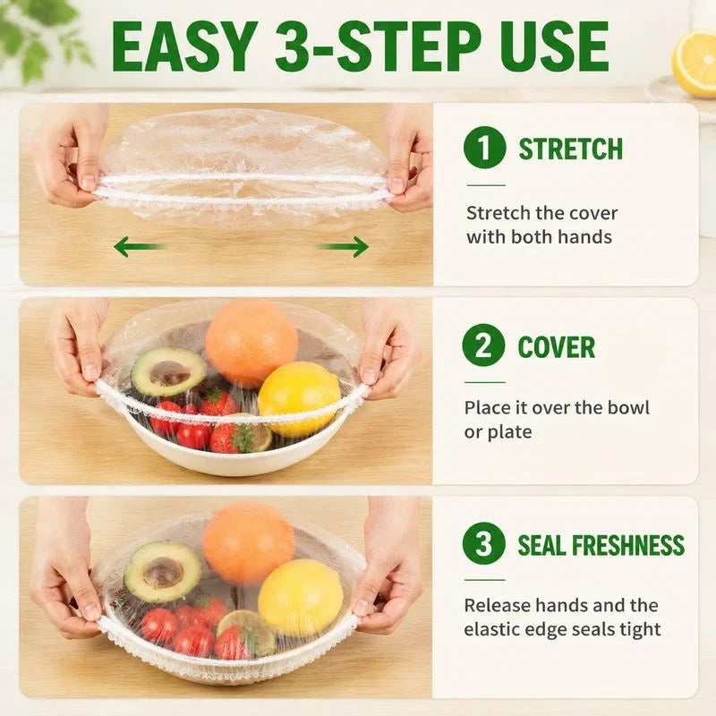 Elastic Disposable Food Covers Set (100 Pcs)