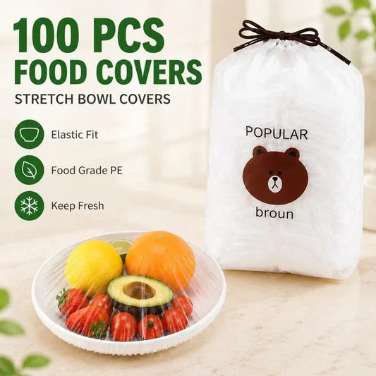 Elastic Disposable Food Covers Set (100 Pcs)