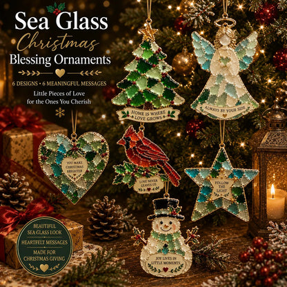Last Day 50% OFF Sea Glass Christmas Blessing Ornaments