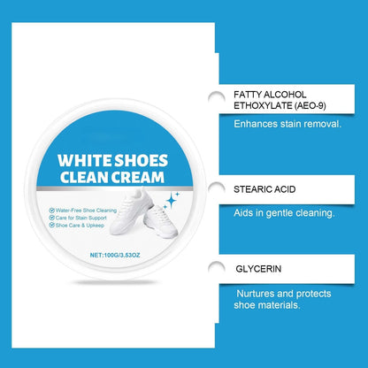 White Shoe Cleaner Cream | Multipurpose No-Wash Solid Comes with Sponge