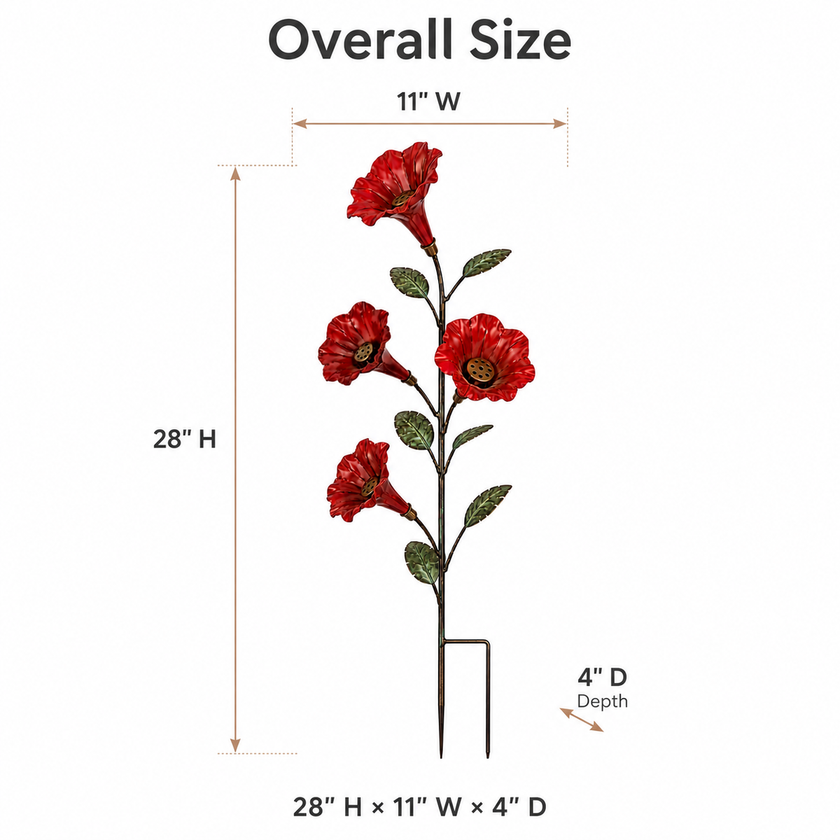 Vintage Red Flower Hummingbird Feeder Garden Stake