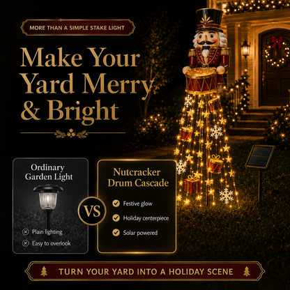 Nutcracker Magic Drum Cascade Solar Christmas Garden Light
