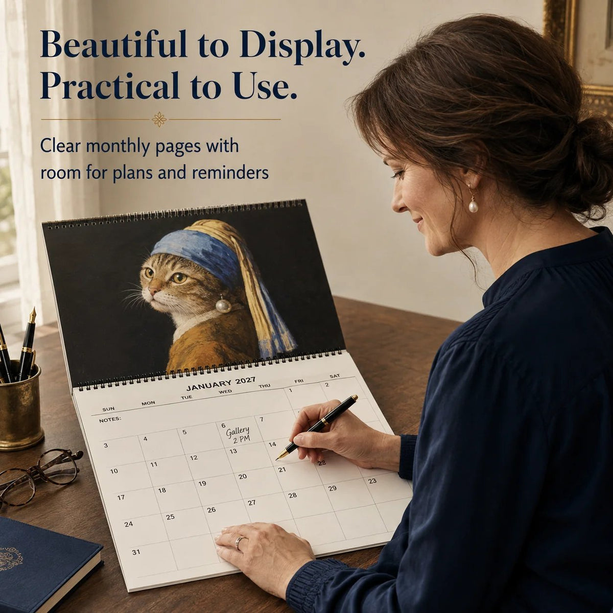 2027 Cat Art Calendar — 12 Masterpieces Reimagined With A Curious Feline Twist