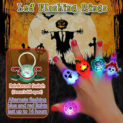50 Pieces Each Box‼LED Light Halloween Glowing Ring | Flashing Light‑Up Party Favor for Halloween Night