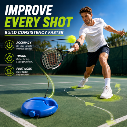 Solo Tennis Trainer Rebound Set – Practice Anytime, No Partner Needed，3 Balls