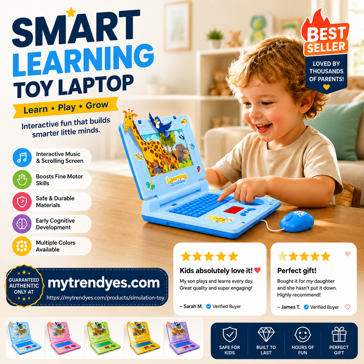 Educational toys to boost kids' thinking skills！Interactive Simulation Toy Laptop