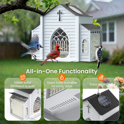 Last Day 50% OFF-Church-Shaped Metal Solar Bird Feeder