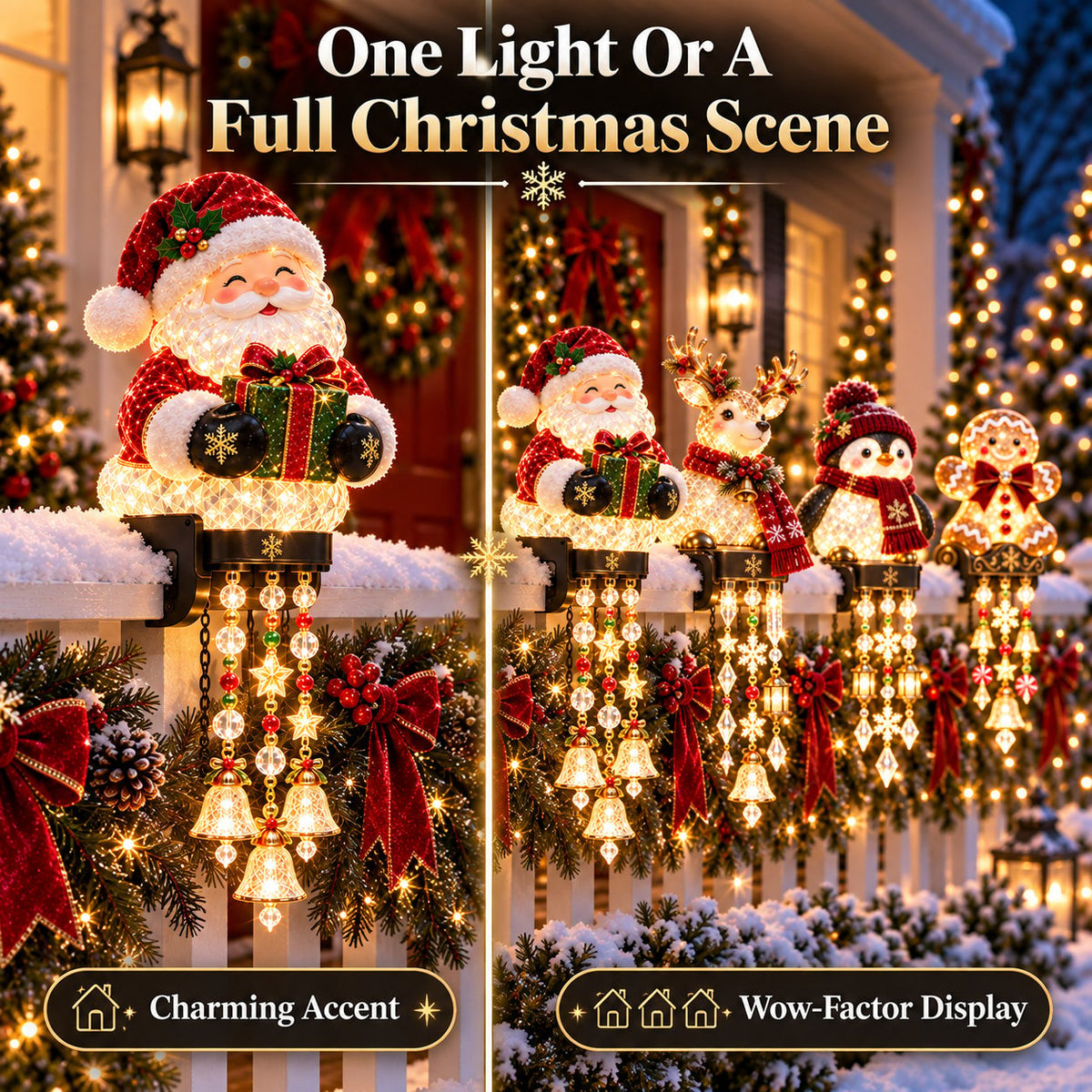 Christmas Porch Railing Lights – 4 Festive Character Designs
