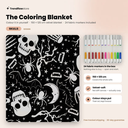 The Coloring Blanket — 150cm Doodle Blanket + 24 Markers