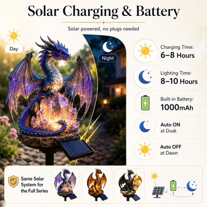 Dragon Lover's Gift Solar LED Dragon Statue – Waterproof Garden & Patio Ornament
